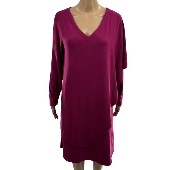 Soft Surroundings Dark Fuchsia Pink Marla Knit Dress - Picture 4 of 11